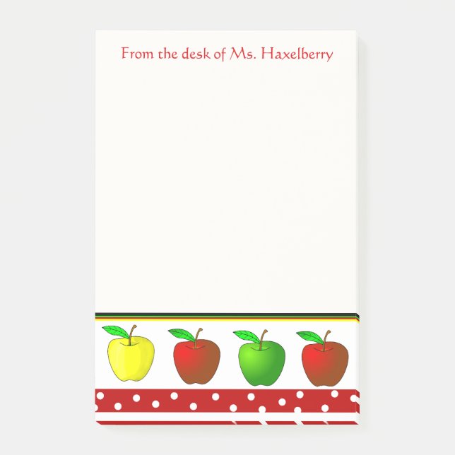 Colourful Apples Teachers Personalised Note Pad (Front)