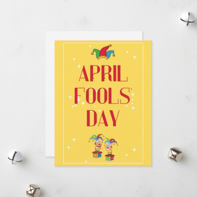 Colourful April Fools' Day Holiday Card (Front/Back In Situ)