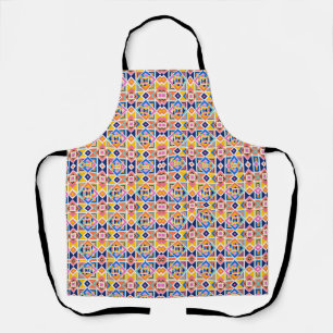 Colourful apron with a vibrant mosaic pattern