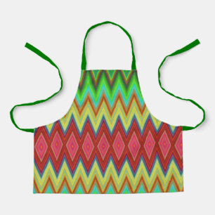 Colourful apron with a zigzag pattern in green