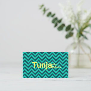 Colourful Aqua Green Yellow Chevron Pattern Business Card