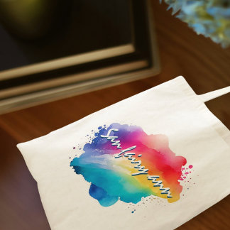 Colourful aquarel rainbow positive quote tote bag