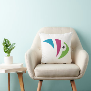colourful aquarium fish illustration design cushion