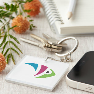 colourful aquarium fish illustration design key ring