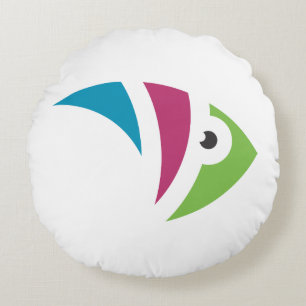 colourful aquarium fish illustration design round cushion