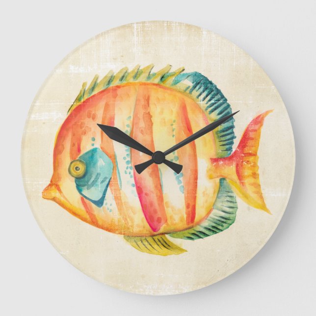 Colourful Aquarium Fish Large Clock (Front)