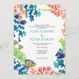 Colourful Aquarium with Details Wedding Invitation
