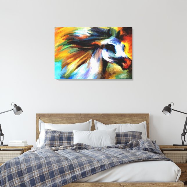 Colourful Arabian Horse Canvas Print (Insitu(Bedroom))