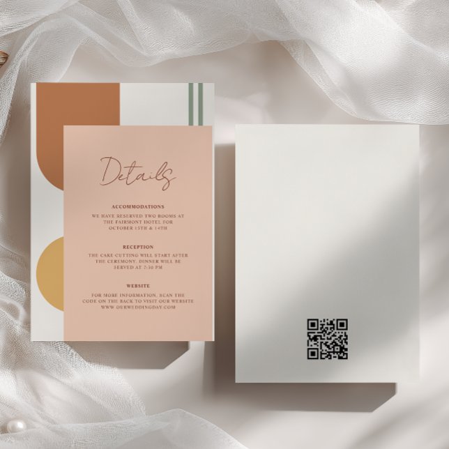 Colourful Arches Boho Wedding Details QR Code Enclosure Card (Creator Uploaded)