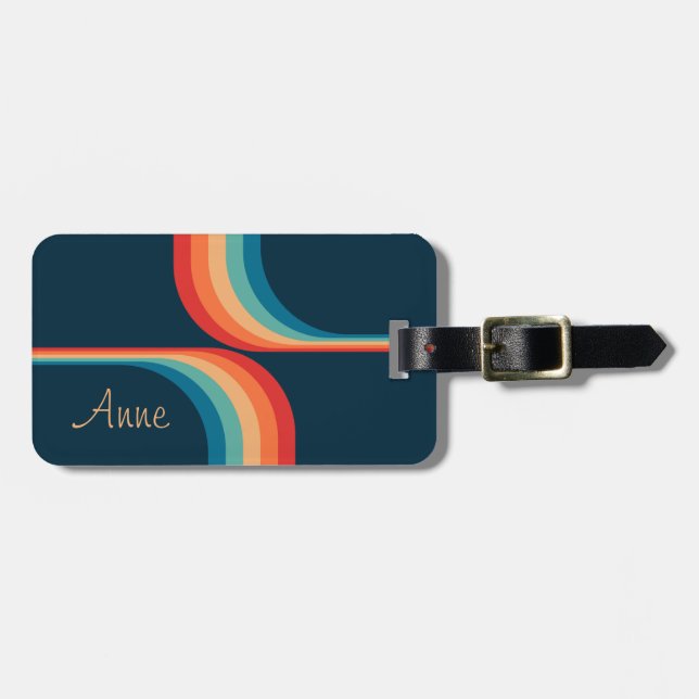 Colourful arches in retro style luggage tag (Front Horizontal)
