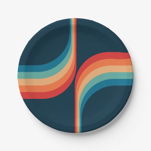 Colourful arches in retro style  paper plate (Front)