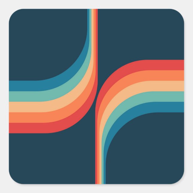 Colourful arches in retro style  square sticker (Front)