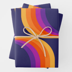 Colourful arches in retro style wrapping paper sheet