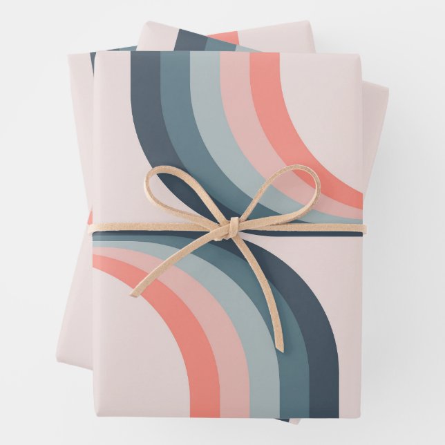 Colourful arches in retro style wrapping paper sheet (In situ)
