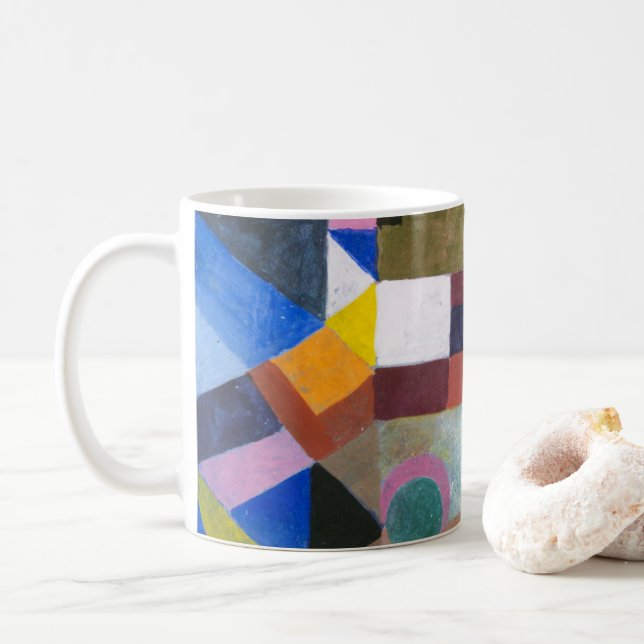 Colourful Architecture by Paul Klee, Abstract Art Coffee Mug (With Donut)
