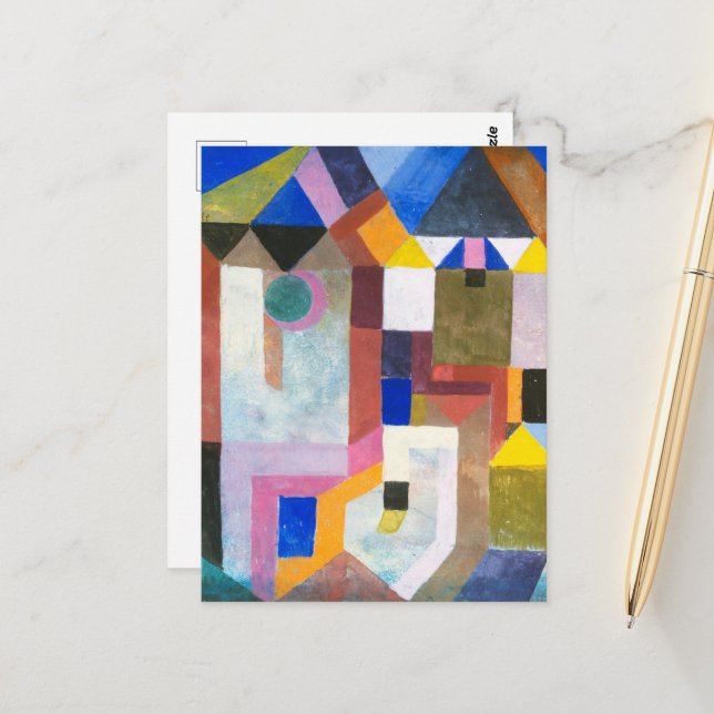 Colourful Architecture by Paul Klee, Abstract Art Postcard (Front/Back In Situ)