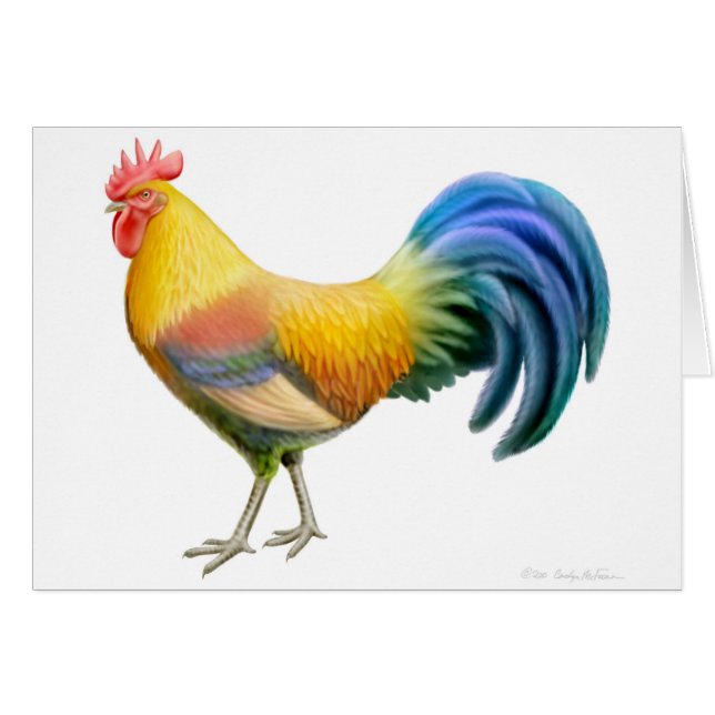 Colourful Ardenner Rooster Card (Front Horizontal)
