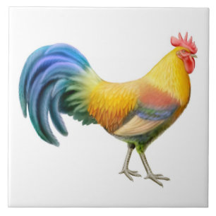 Colourful Ardenner Rooster Tile