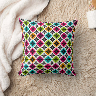 Colourful Argyle and Floral Pattern Jumbo Pillow