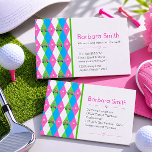 Colourful Argyle Golf Pattern Golf Professional Business Card