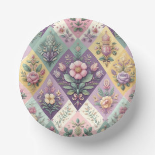 Colourful argyle pastel Easter/Spring Paper Plate