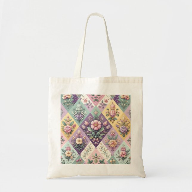 Colourful argyle pastel Easter/Spring Tote Bag (Front)