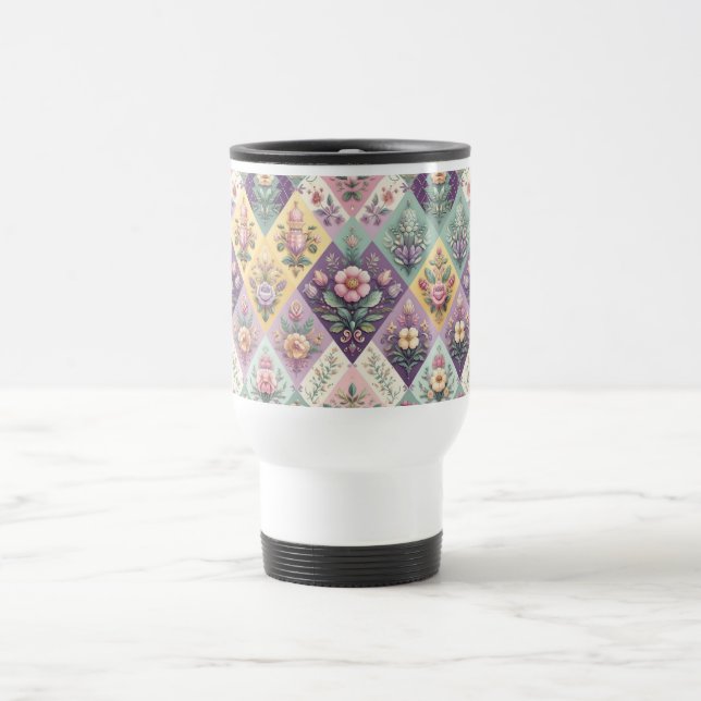 Colourful argyle pastel Easter/Spring Travel Mug (Center)