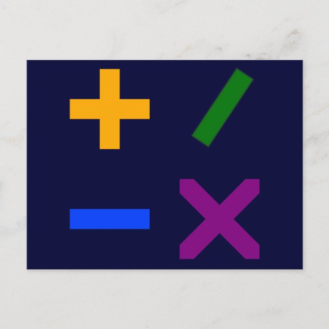 Colourful Arithmetic Symbols Postcard (Front)