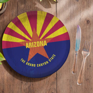 Colourful Arizona Flag The Grand Canyon State Paper Plate