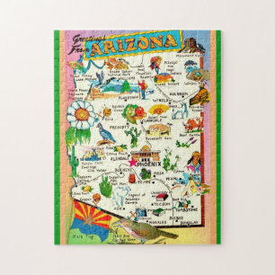 Colourful Arizona Map 11x14 Jigsaw Puzzle