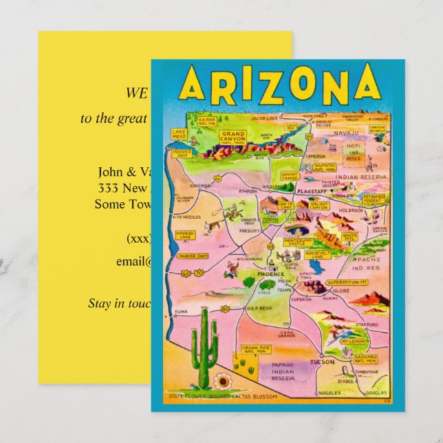 Colourful Arizona  Map Moving Announcement (Front/Back)