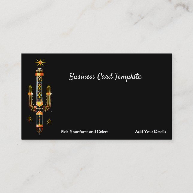 Colourful Arizona Southwestern Saguaro Cactus Business Card (Front)