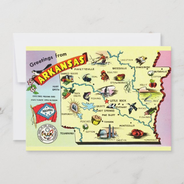 Colourful Arkansas Map Moving Announcement (Front)