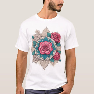Colourful Art – Boho Spiritual Flower Pattern Desi T-Shirt