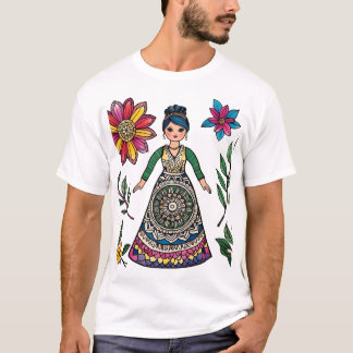 Colourful Art – Boho Spiritual Flower Pattern Desi T-Shirt