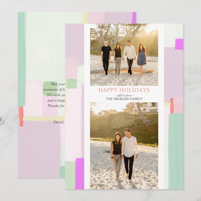 Colourful Art Christmas Holiday Photo Greeting Car (Front/Back)