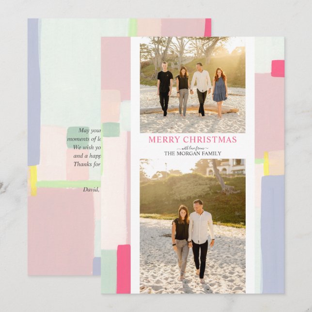 Colourful Art Christmas Holiday Photo Greeting Car (Front/Back)