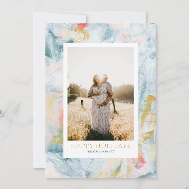 Colourful Art Christmas Holiday Photo Greeting Car Card (Front)