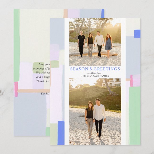 Colourful Art Christmas Holiday Photo Greeting Car Card (Front/Back)