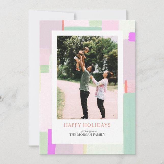 Colourful Art Christmas Holiday Photo Greeting Car Card (Front)