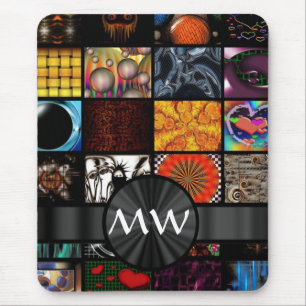 Colourful art collage abstract mouse mat