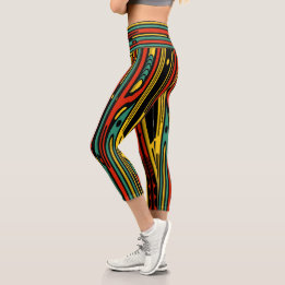 Colourful Art Deco Capri Leggings