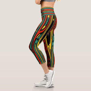 Colourful Art Deco Capri Leggings