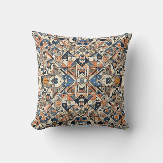 Colourful Art Deco Design Cushion (Front)