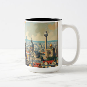 Colourful Art Deco Eiffel Tower Illustration Two-Tone Coffee Mug
