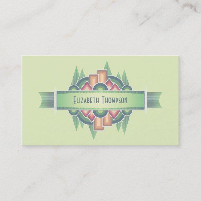 Colourful Art Deco Event Planner Business Card (Front)