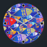 Colourful Art Deco Fish Design Large Clock<br><div class="desc">If you're looking for a really colourful and unusual wall clock,  this could be it!
Add a splash of colour to your home!</div>