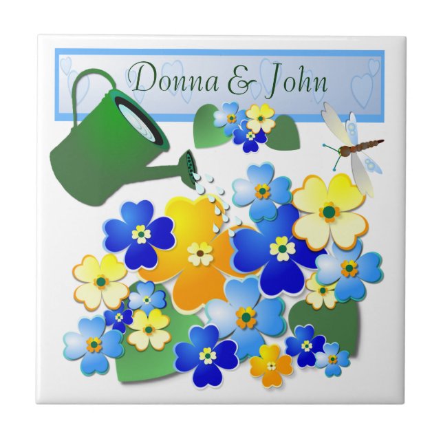 Colourful Art Deco Flower Design Tile (Front)