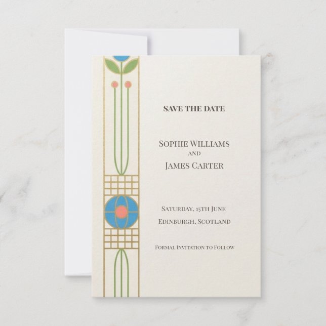 Colourful Art Deco Save The Date (Front)