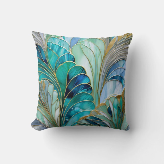 Colourful Art Deco Square Throw Pillow (Front)